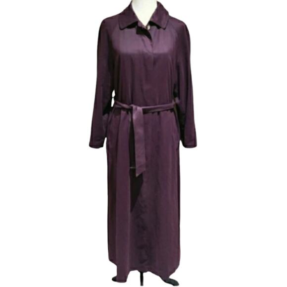 Vintage Jackets & Blazers - Vintage Sanyo Long Coat Removable Liner Trench Coat Size 4 Eggplant Purple